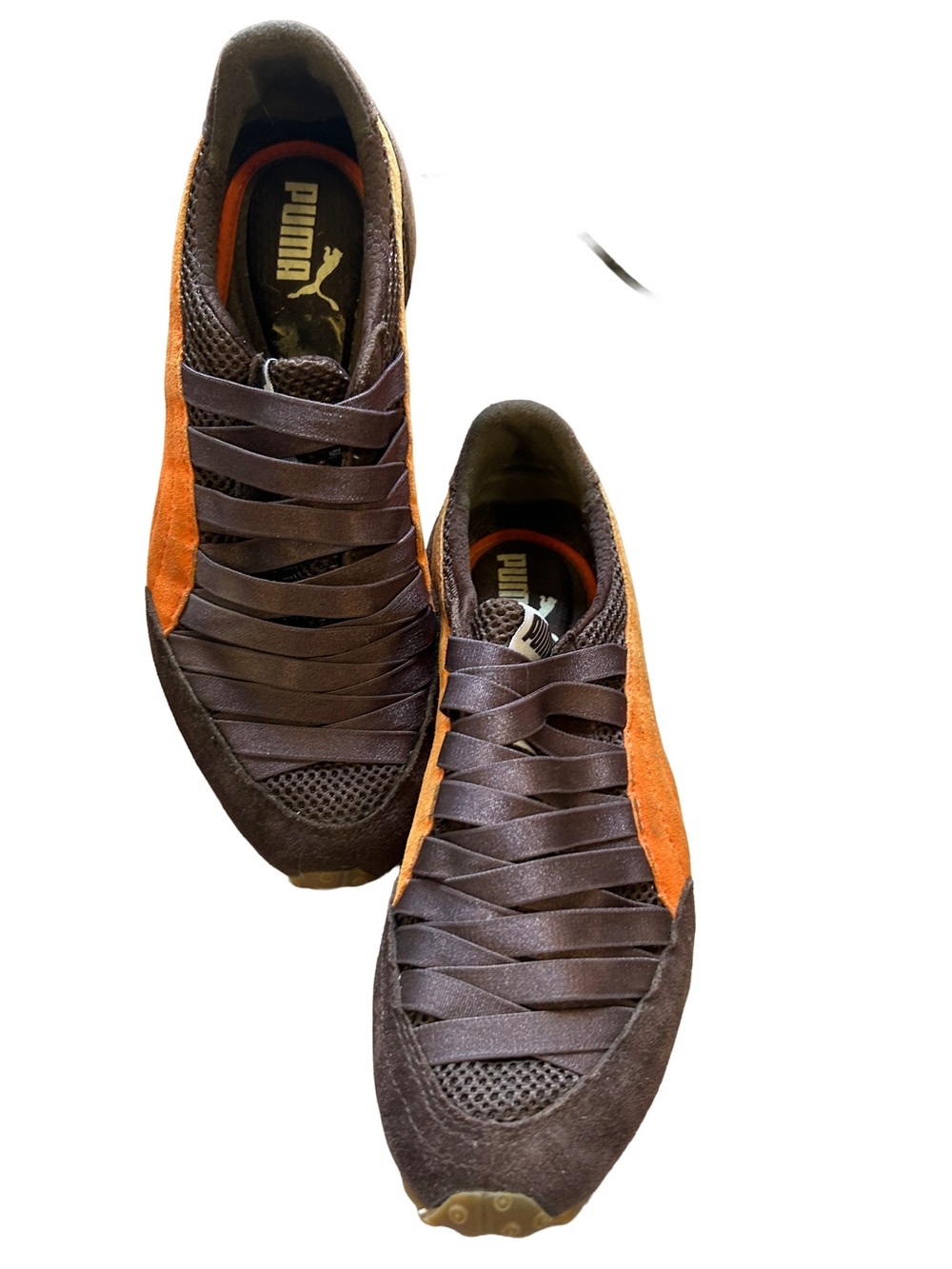 Rare Vintage Y2K Archive Puma Imani Sneakers Brown Orange Mesh Suede Blokette 7